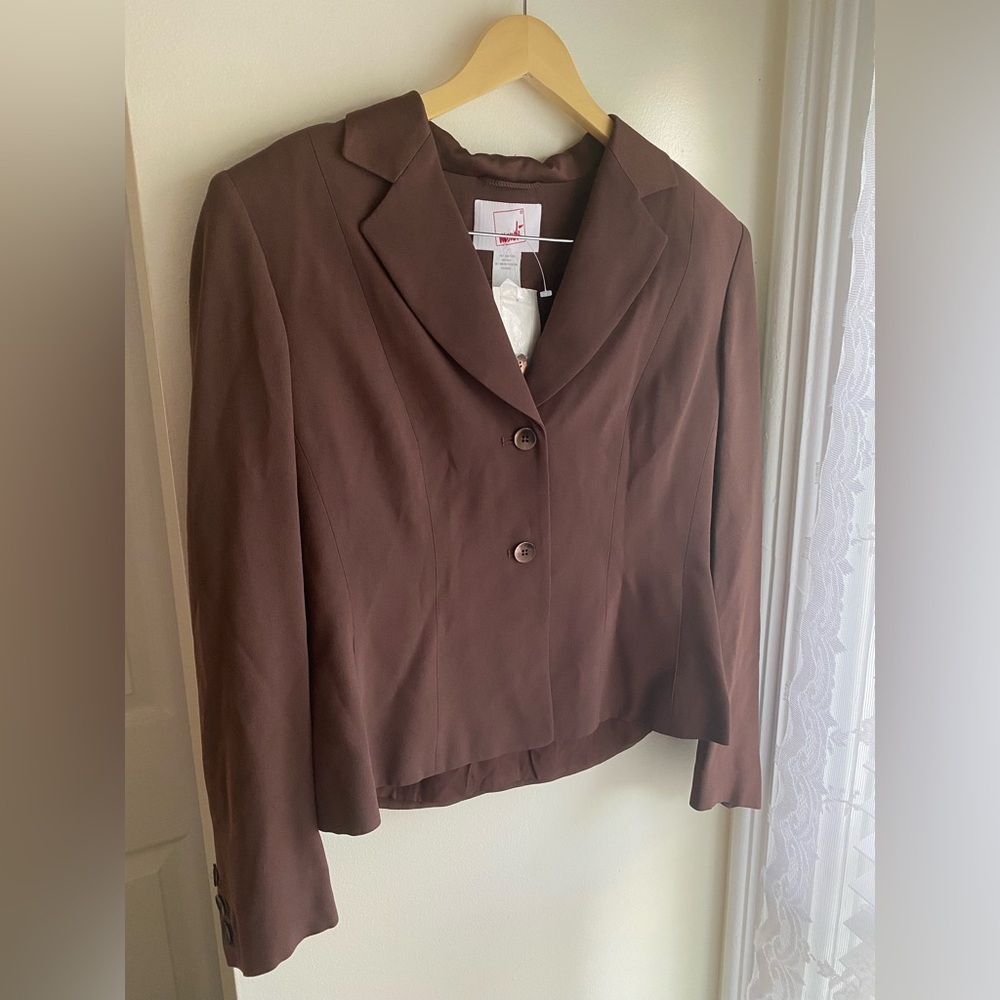 NWT Vintage Mondi Satin Brown Blazer Tailored Suit Jacket NOS Deadstock  Luxury